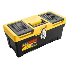 Caixa Plástica para Ferramentas 17" com Bandeja Removivel Preto e Amarelo
