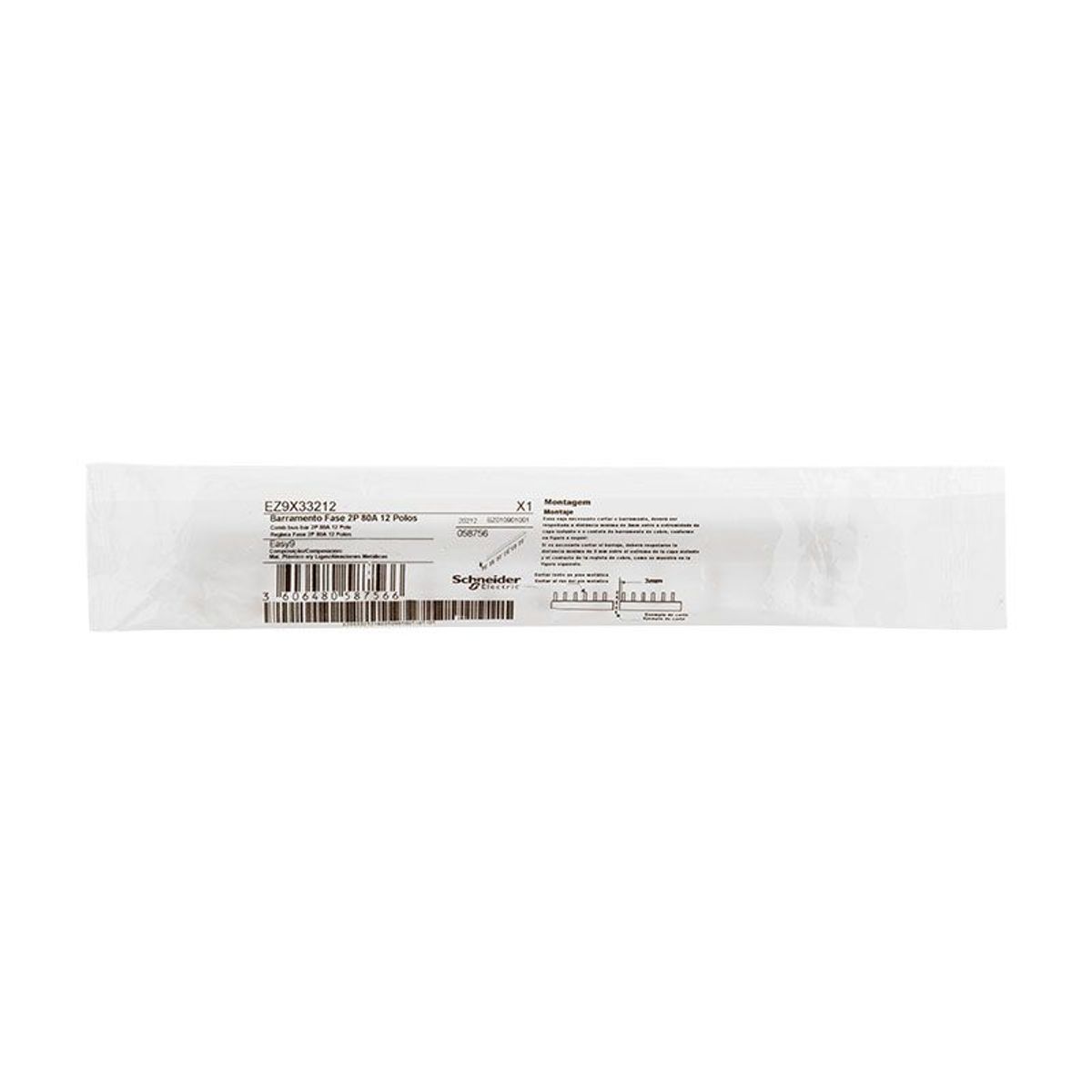 Barramento Fase Bifásico 2P 058756 Schneider Eletric Easy9 12P, marca Schneider Eletric - Foto 2