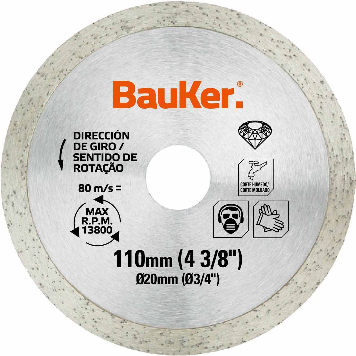 Disco Diamantado Liso Cinza Bauker, marca Bauker - Foto 2