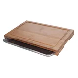 Tábua de Cortar com Bandeja em Inox 47cm Marrom