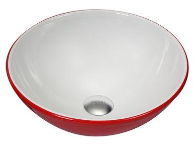 Cuba de Apoio Color Redonda 36,5cm Vermelho e Branco
