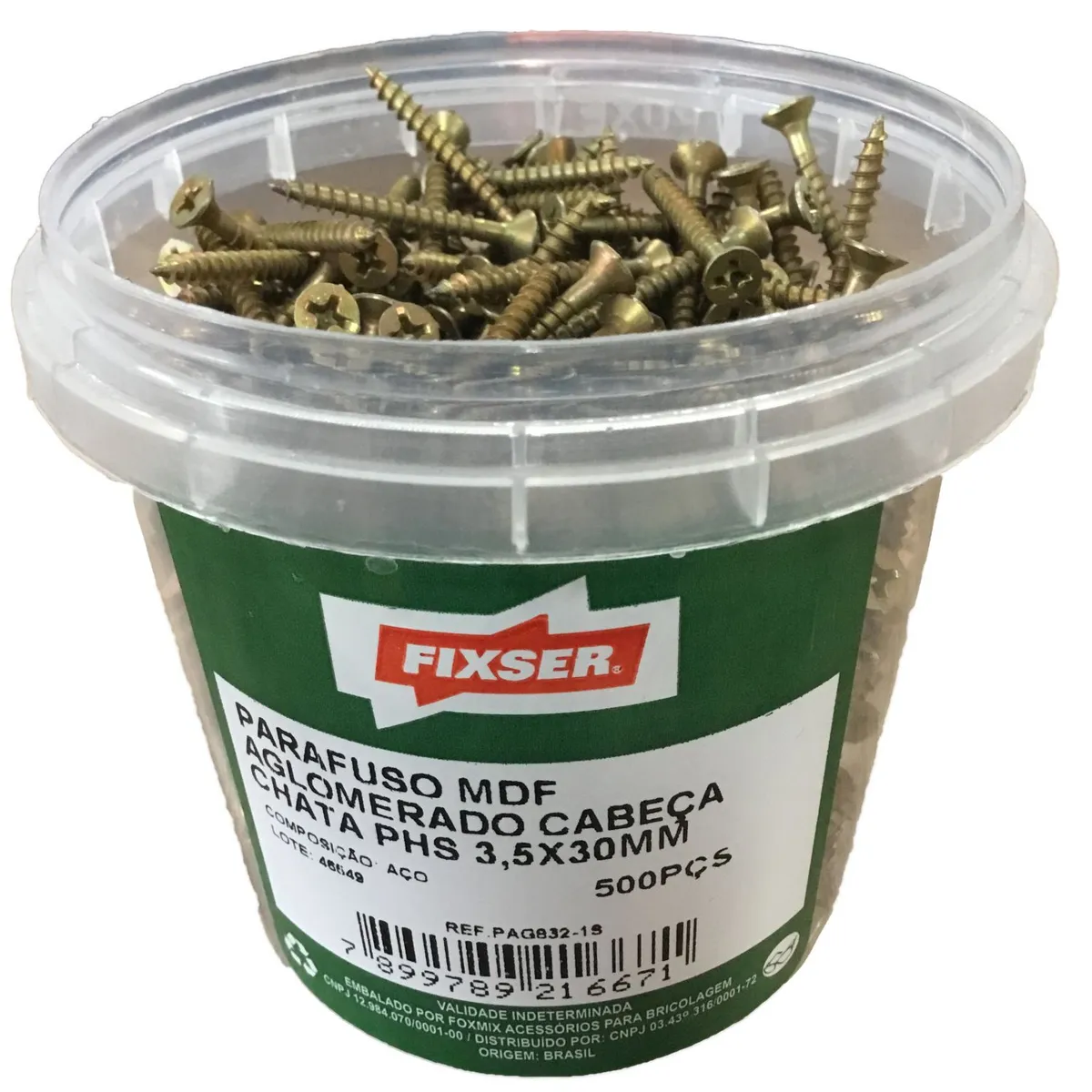 Parafuso para Aglomerado 3,5x30mm Cabeça Chata Phillips Aço Dourado 500 Peças, marca Foxmix - Foto 2