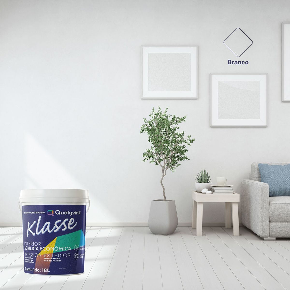 Tinta Acrílica Fosco Interior Klasse 18L Branco Qualyvinil, marca Qualyvinil - Foto 2