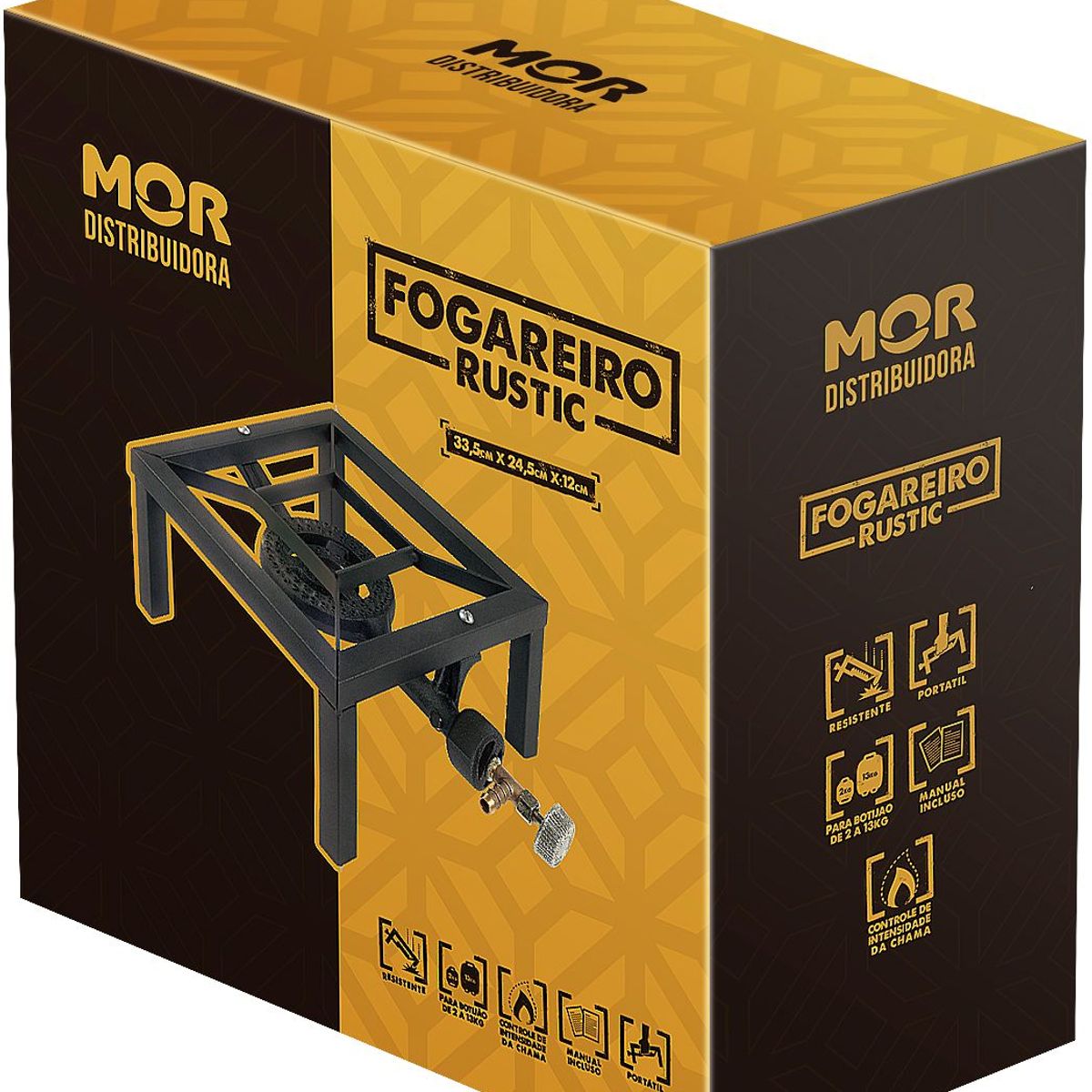 Fogareiro Aço Rústico 33,5x24,5cm Preto, marca Mor - Foto Principal