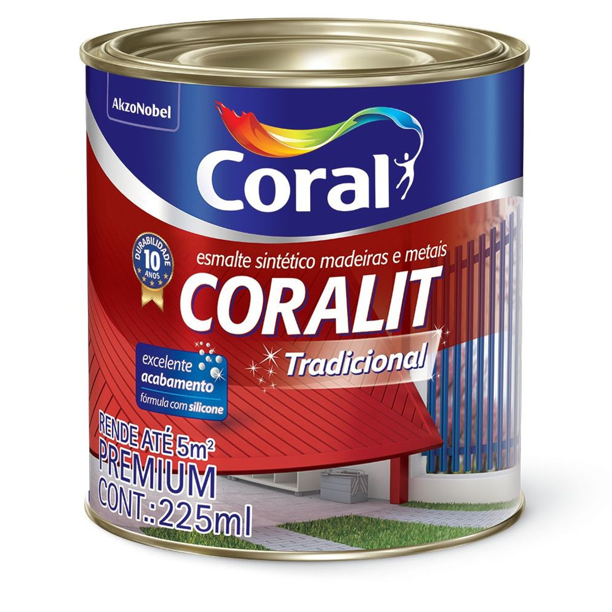 Esmalte Sintético Alto Brilho Amarelo 225ml Coralit Premium para Madeiras e Metais, marca Coral - Foto Principal