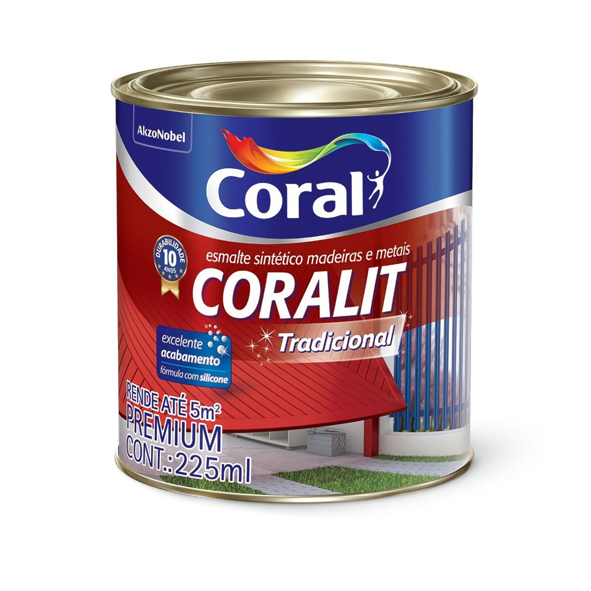 Esmalte Sintético Alto Brilho Amarelo 225ml Coralit Premium para Madeiras e Metais, marca Coral - Foto Principal