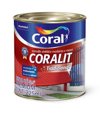 Esmalte Sinttico Alto Brilho Vermelho 225ml Coralit Premium para Madeiras e Metais 