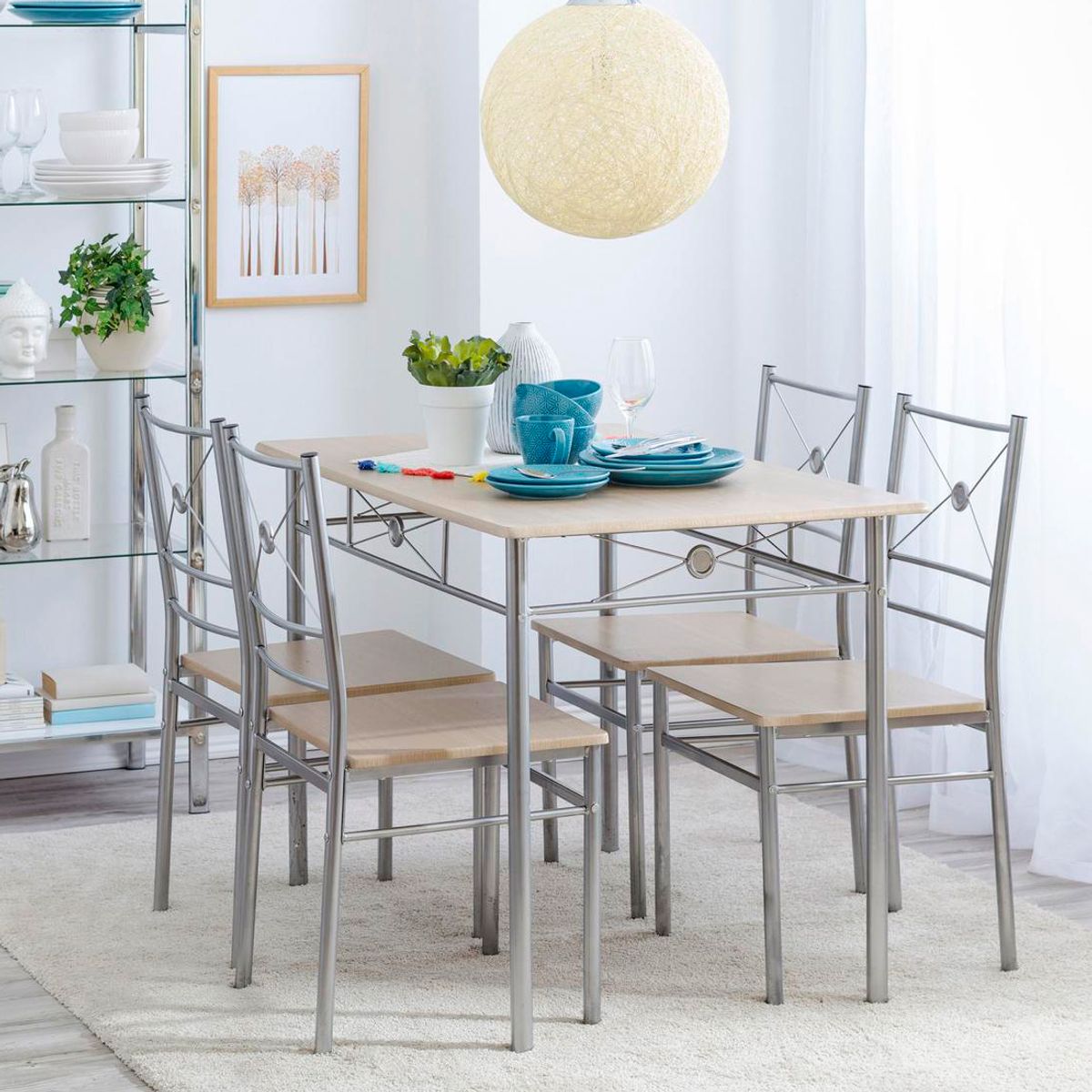Conjunto Sala De Jantar Mesa Com 4 Cadeiras Brasilia Just Home Collection, marca Just Home Collection - Foto Principal
