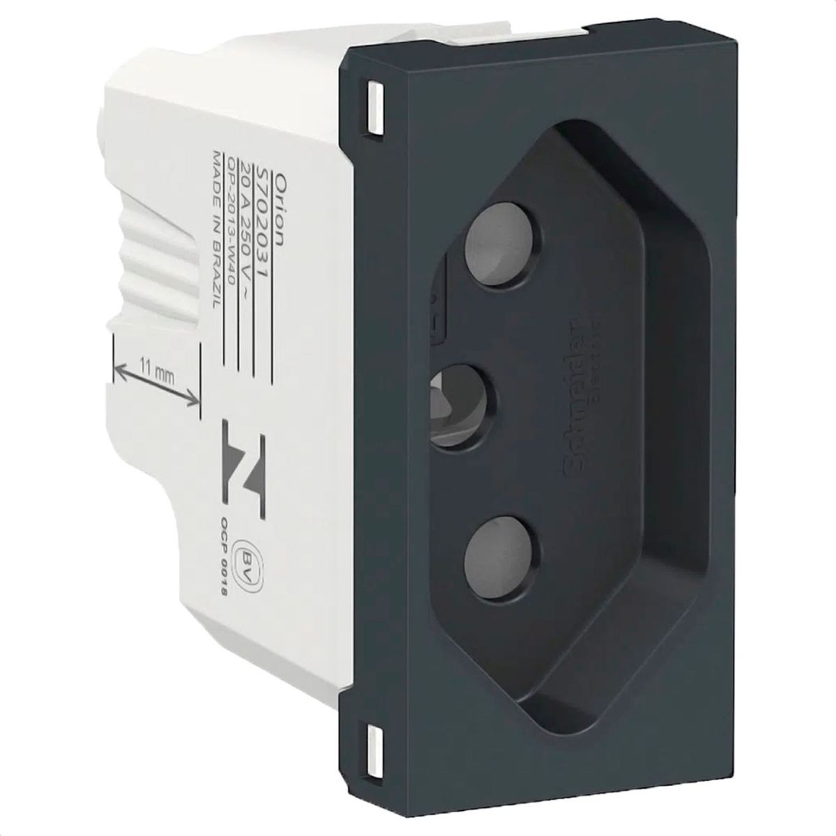 Módulo Tomada 10A Orion Grafite Bivolt, marca Schneider - Foto Principal