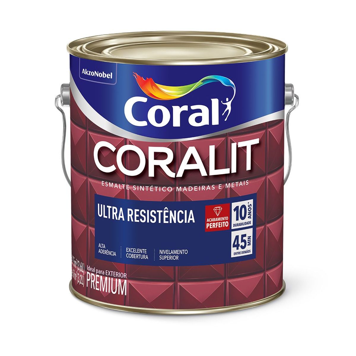Esmalte Sintético Base P Alto Brilho 3,6L Coralit Premium para Madeiras e Metais, marca Coral - Foto Principal