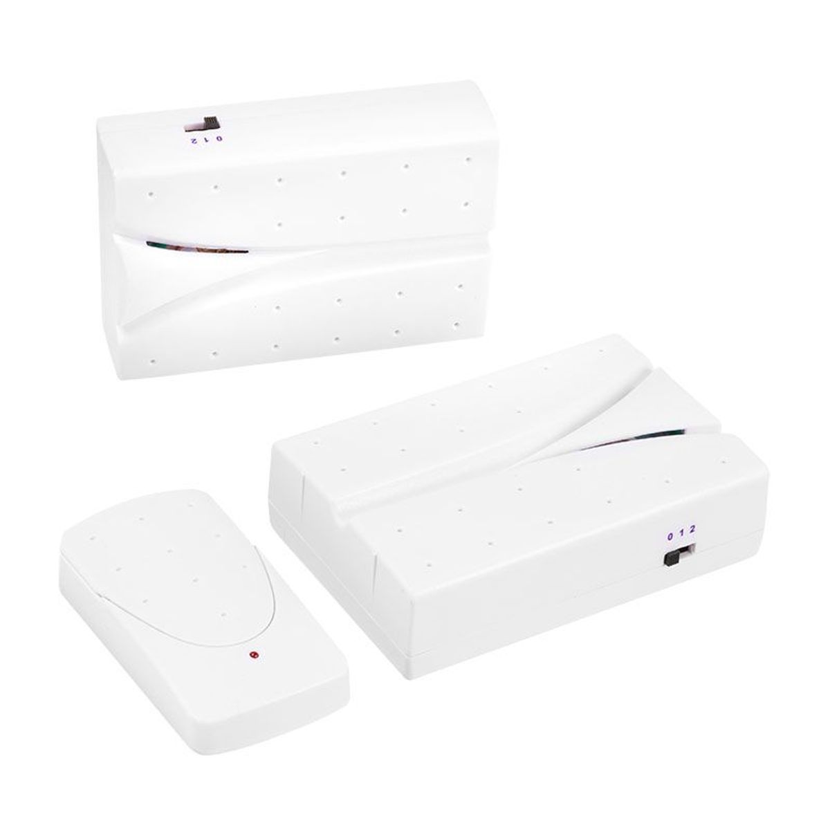 Kit Campainha Digital sem Fio com 2 Receptores e 1 Acionador Ding Dong e Musical Branco, marca DNI - Foto Principal