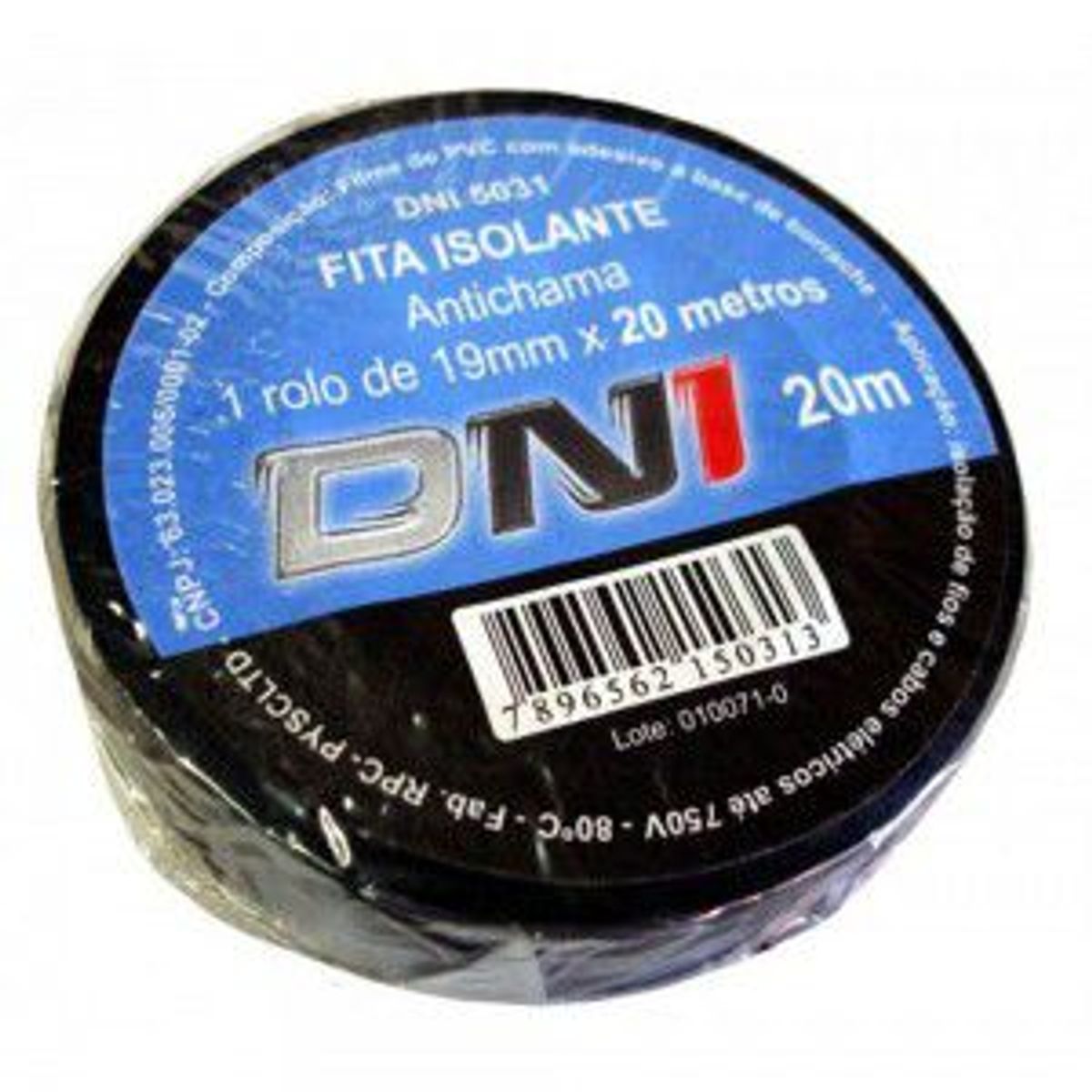 Fita Isolante Preta 19mmx20m, marca DNI - Foto Principal