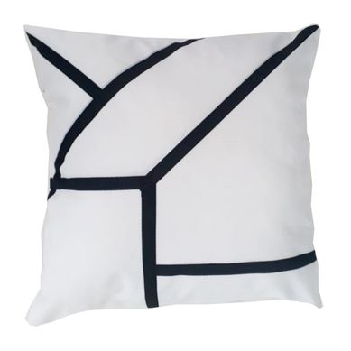 Almofada de Veludo Canelado Geomtrico Scandi I 42x42cm Preto e Branco
