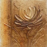 Quadro Artesanal com Textura Floral 30x30 Marrom