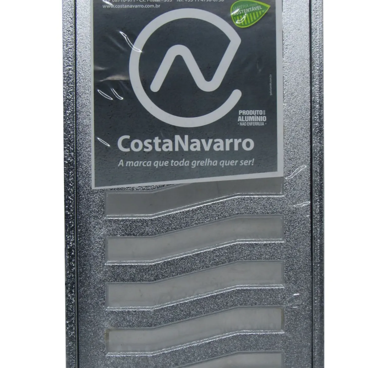 Conjunto Grelha / Porta Grelha Leve Grelha Alumínio Martelado Cromado 20X30Cm, marca Costa Navarro - Foto Principal
