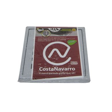 Conjunto Grelha / Porta Grelha Quadrada Reforada Grelha Alumnio Martelado Cromado Telado 15X15Cm