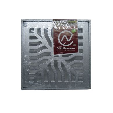 Conjunto Grelha / Porta Grelha Quadrada Reforada Grelha Alumnio Martelado Cromado Telado 30X30Cm