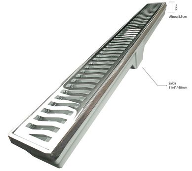 Ralo Linear Leve Grelha Sada Sifonada Por Baixo No Meio Alumnio Cromado 7X70Cm