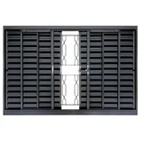 Janela Veneziana Aço Fundo Primer Cinza 6 Folhas Corrente Central 100x150x12cm Romexfit