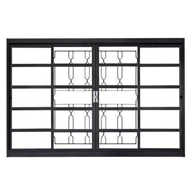 Janela de Correr Ao Fundo Primer Cinza 4 Folhas Corrente Central 100x120x12cm Romexfit