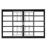 Janela de Correr Aço Fundo Primer Cinza 4 Folhas Corrente Central 100x120x12cm Romexfit