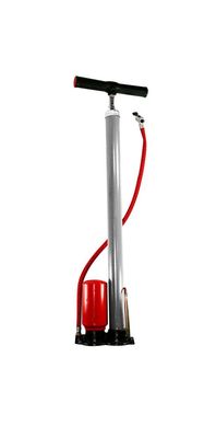 Bomba Manual para Inflar Tanque Duplo Vermelho e Prata 