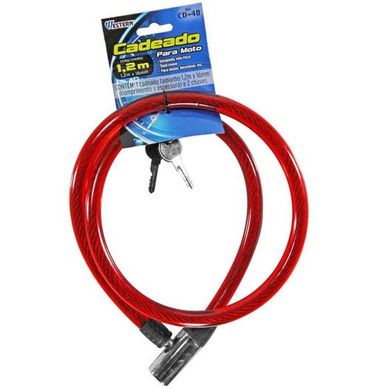 Cadeado Flexvel para Moto 120cm Vermelho 