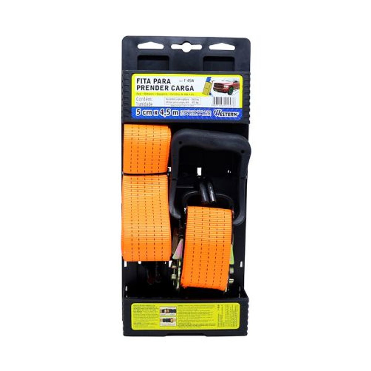 Fita para Prender Carga com Catraca 4,5M Laranja, marca Western - Foto 2