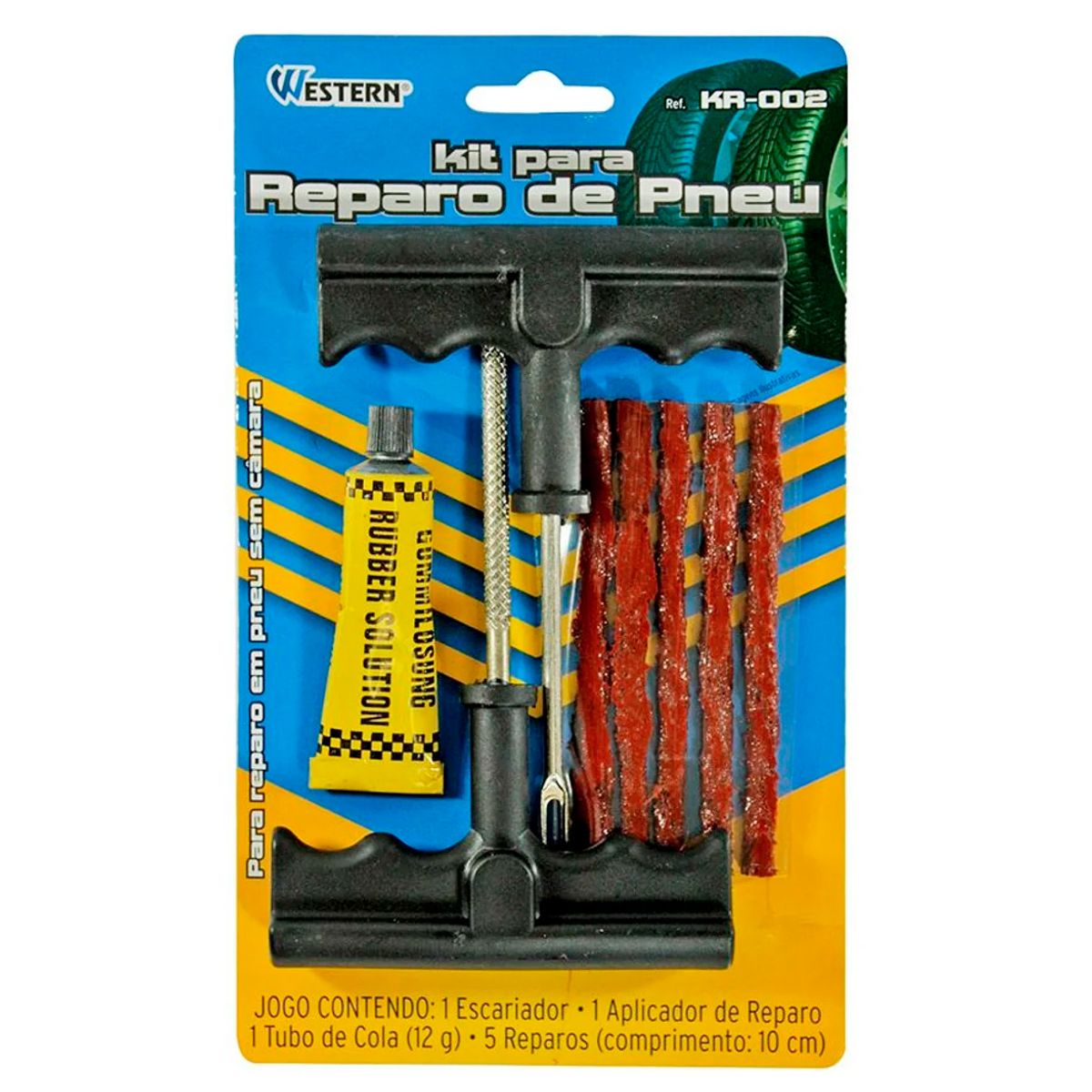Kit para Reparo de Pneu sem Câmara 8 Peças, marca Western - Foto Principal