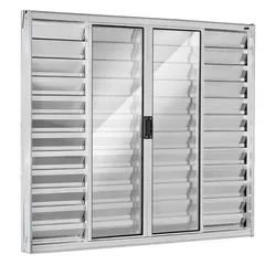Janela Veneziana Alumínio Brilhante 6 Folhas Central 100x120x8cm Ecosul