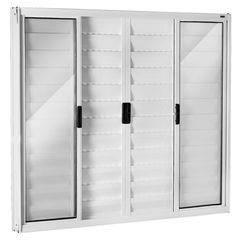 Janela Veneziana Alumínio Branco 6 Folhas Central 100x120x8cm Ecosul