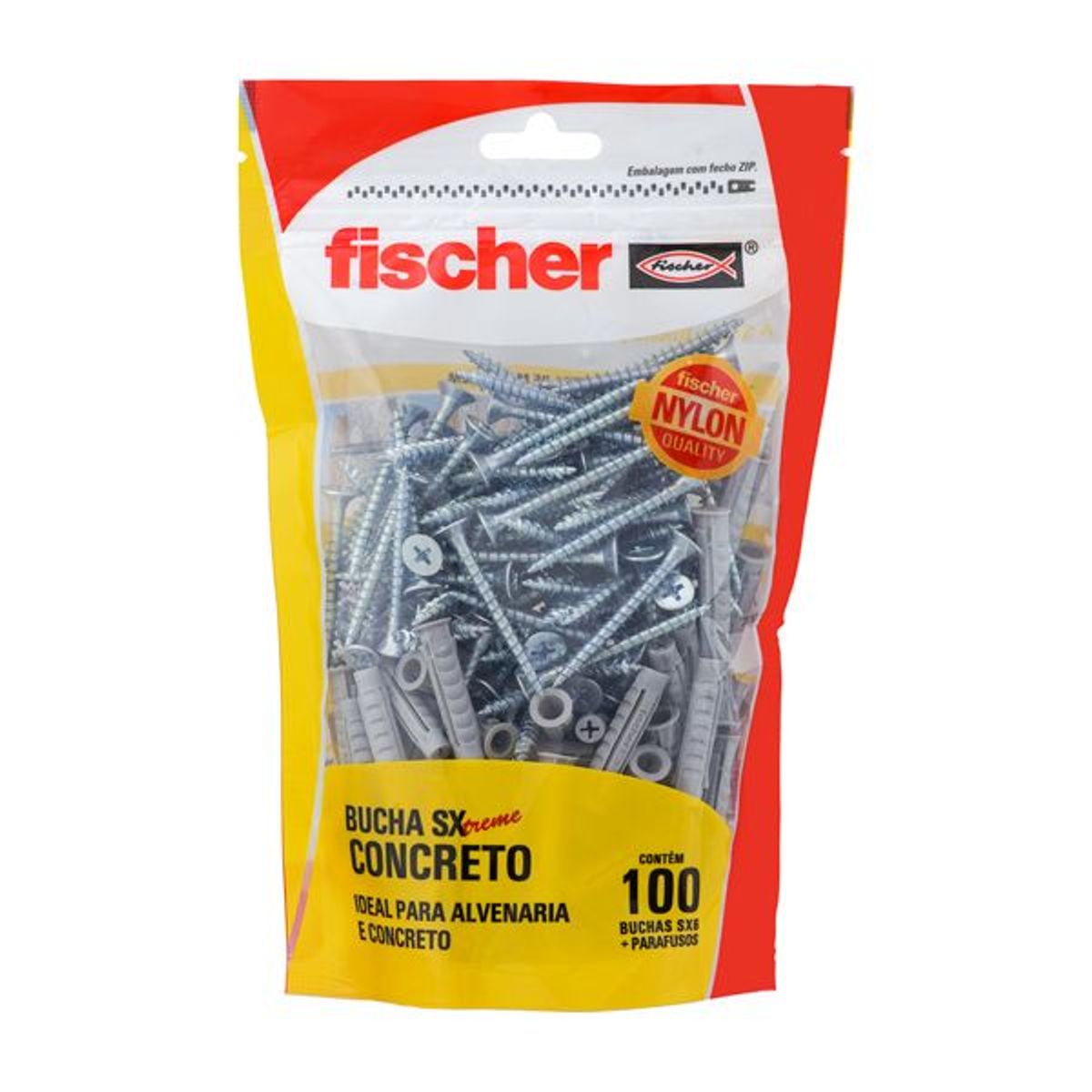Bucha Sx8 Stand Up Pouch com 100 Unidades Cinza, marca Fischer - Foto Principal