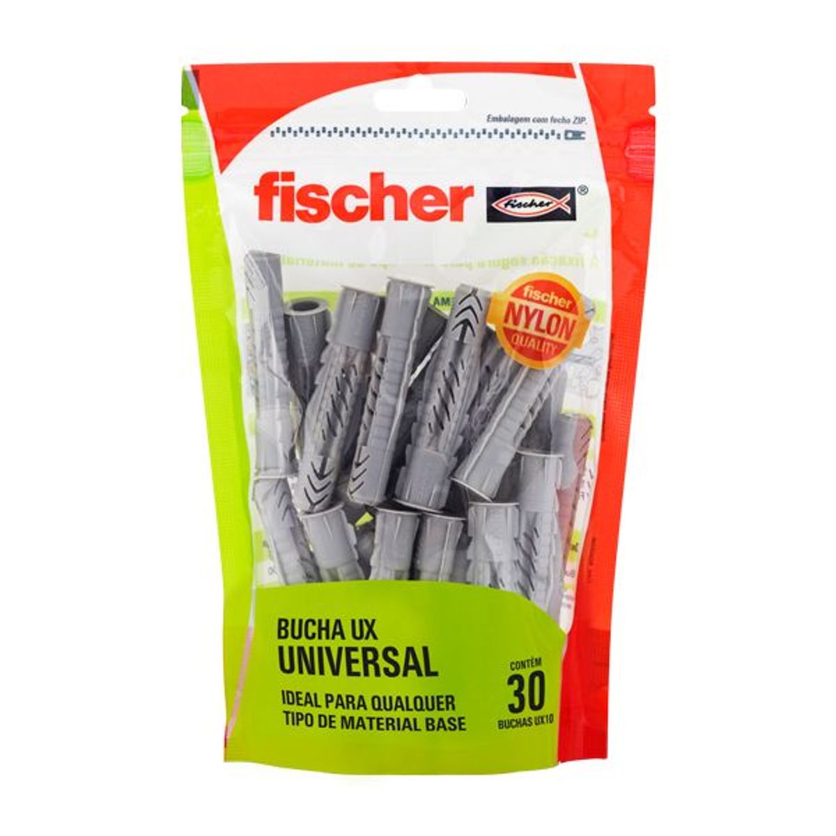 Bucha Ux8 Stand Up Pouch com 50 Unidades Cinza, marca Fischer - Foto Principal