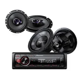 Kit Alto Falante Triaxial Pioneer 6"+Alto Falante Subwoofer Pioneer 12'+Rádio Multimídia MVH-S218BT