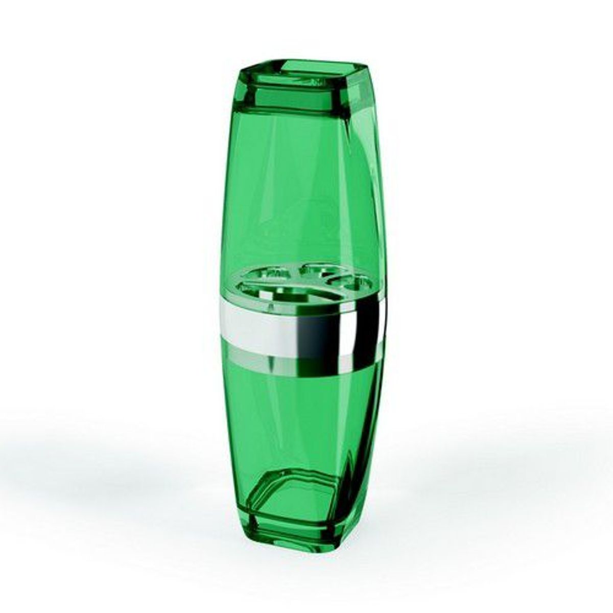 Porta Escova de Dente com Tampa Acrílico 300ml Verde Água e Prata, marca Uz - Foto Principal