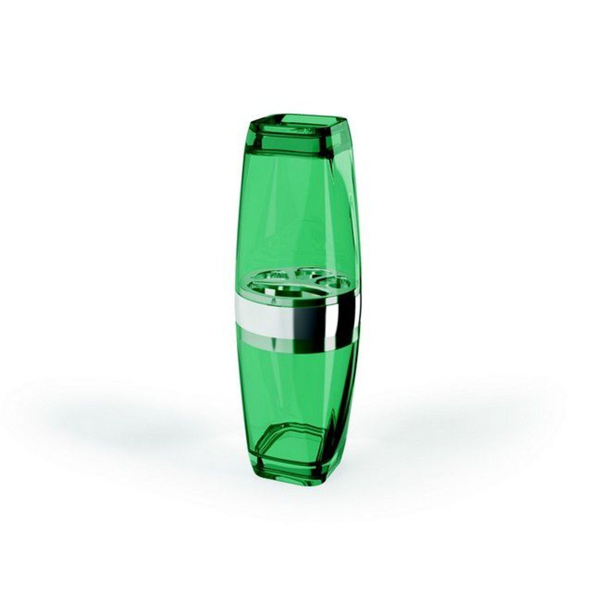 Porta Escova de Dente com Tampa Acrílico 300ml Verde Água e Prata, marca Uz - Foto Principal