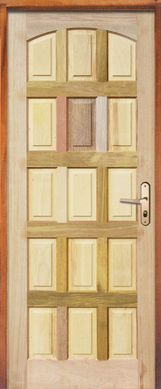 Porta Montada de Giro Madeira Macica Mista/Mescla Direita 210x82x11cm Bico Chato