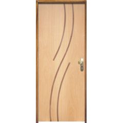 Porta Montada de Giro Madeira Sarrafeada Curupixa Natural Direita 210x82x11cm ES 101