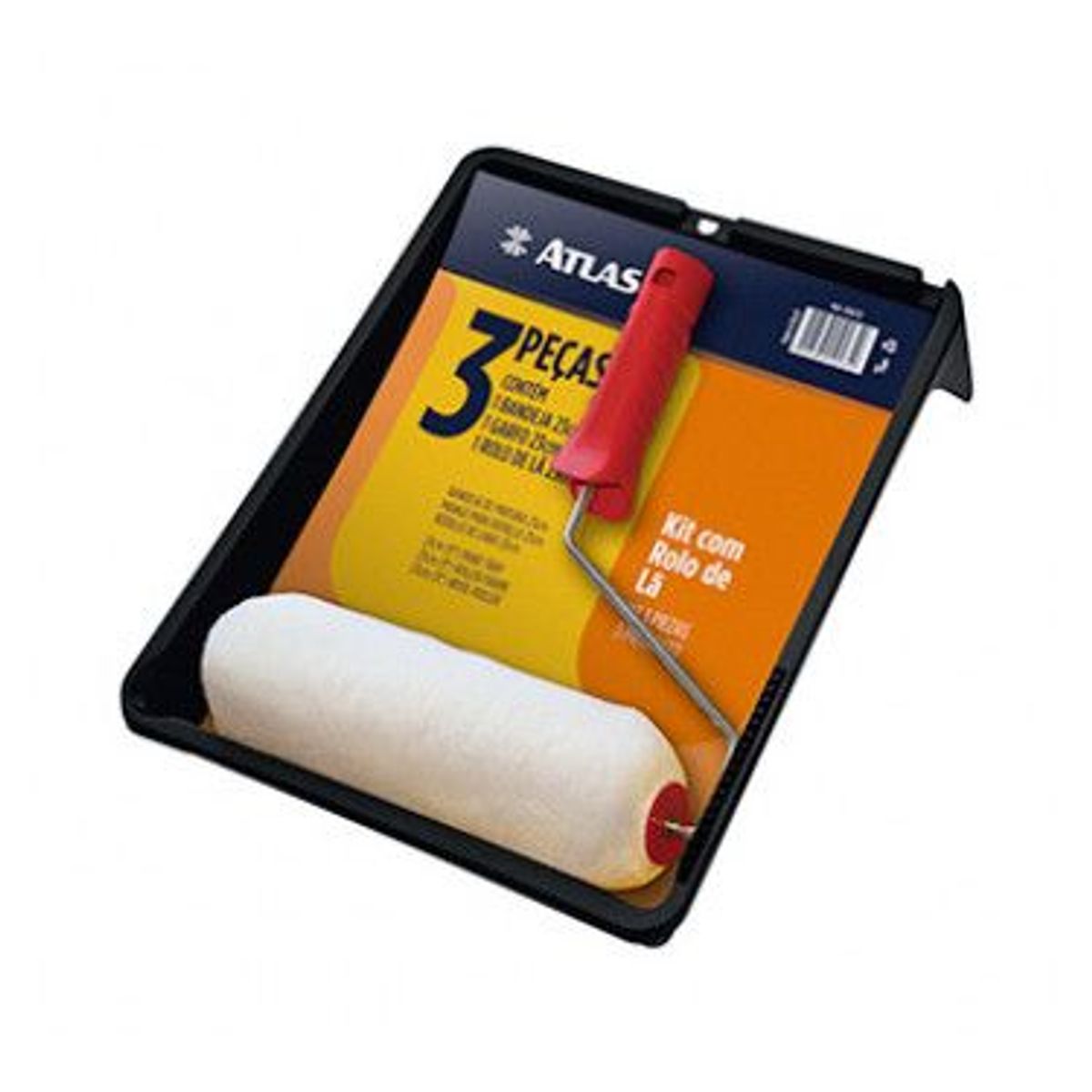 Conjunto de Pintura Rolo de Lã Natural Esmalte, Acrílica e Látex 3 Peças REF-428/22, marca Atlas - Foto Principal