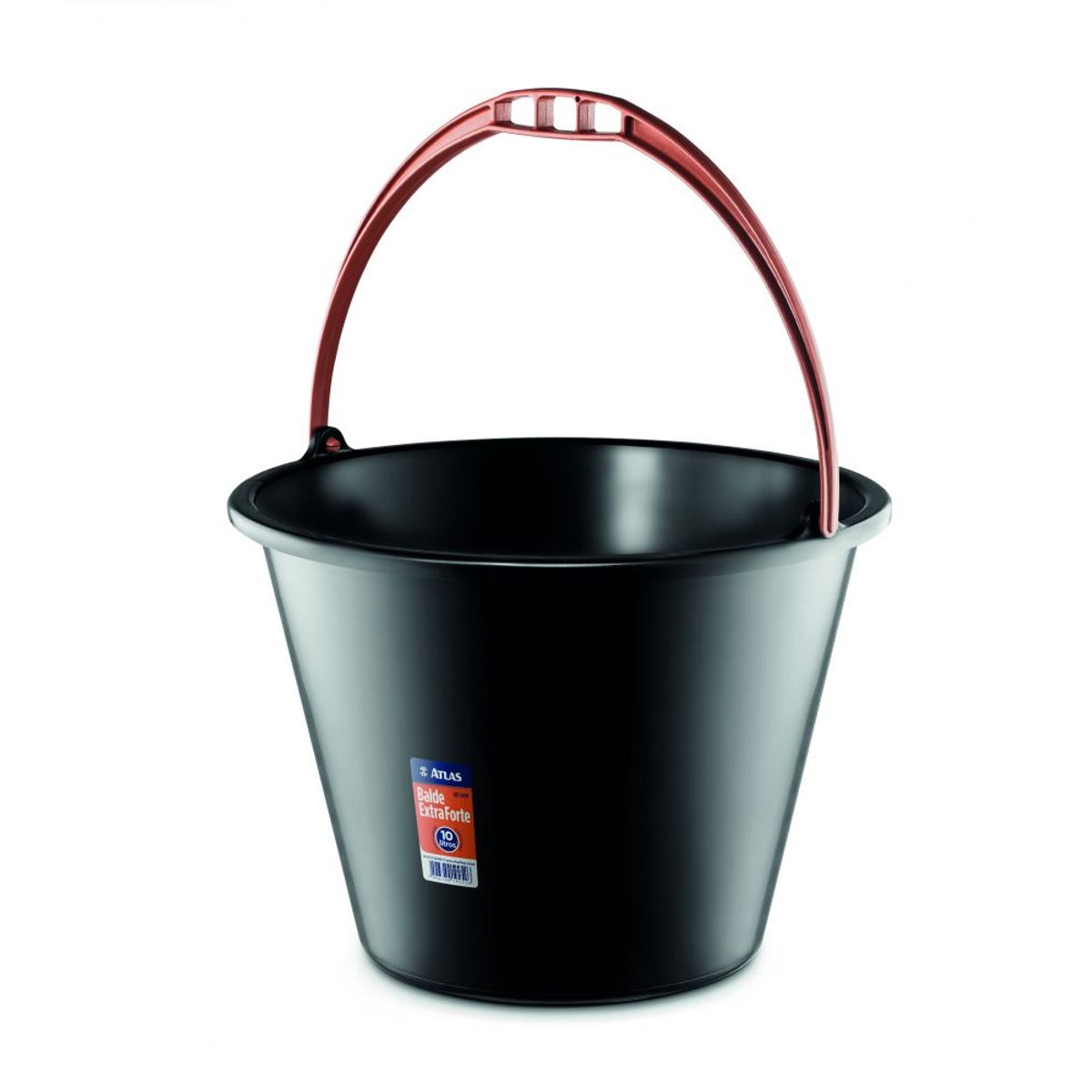Balde de Plástico Extra Forte Multiuso 10L REF-608P Preto, marca Atlas - Foto Principal