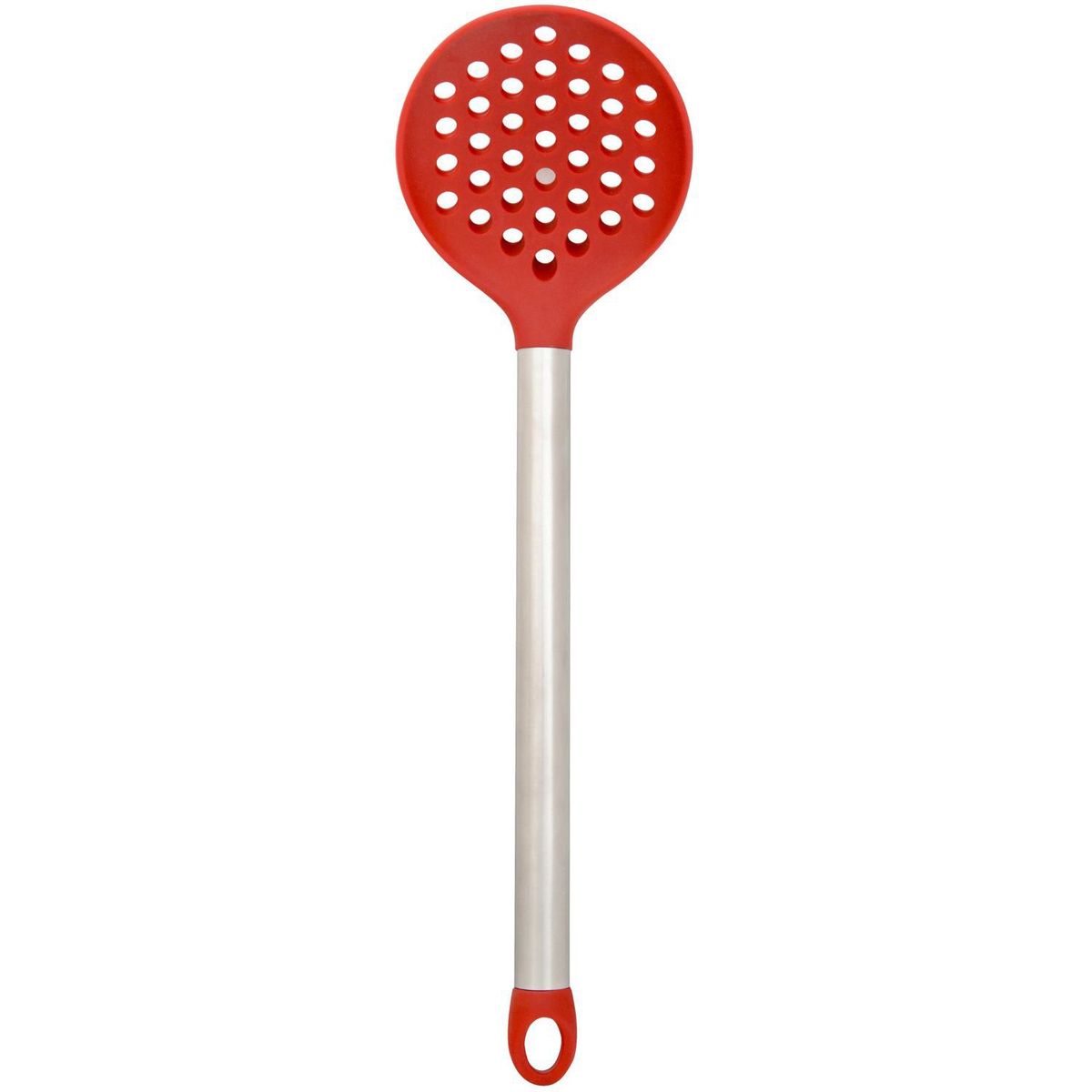 Escumadeira de Silicone Cabo de Aço Vermelho, marca Just Home Collection - Foto Principal