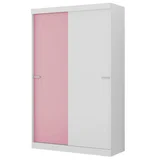 Guarda Roupas 2 Portas Deslizantes Allegro Branco e Rosa