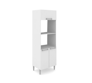 Paneleiro Porta 2 Fornos 3 Portas Elis Branco e Bege 210x79x51cm