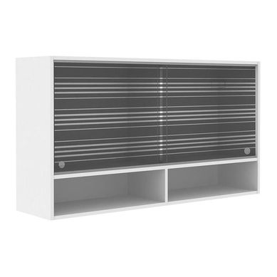  Areo Elis com 2 Portas de Correr de Vidro Branco e Preto