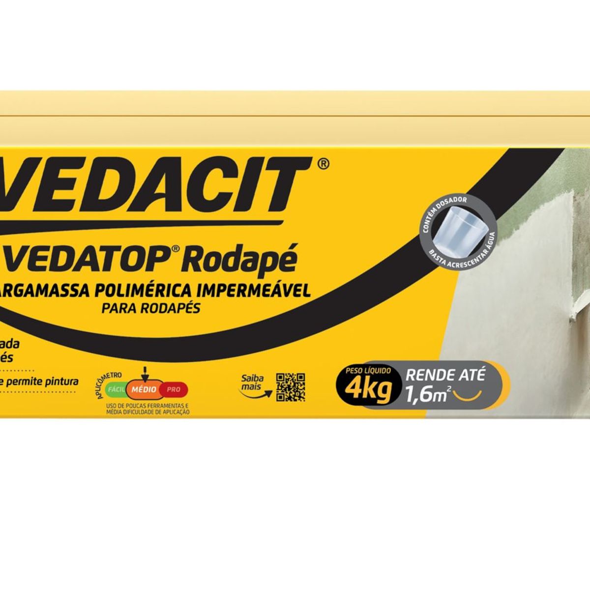 Vedacit Argamassa Polimérica Impermeabilizante Mono Componente Semiflexível Vedatop Rodapé Branco 4kg, marca Otto Baumgart - Foto 2