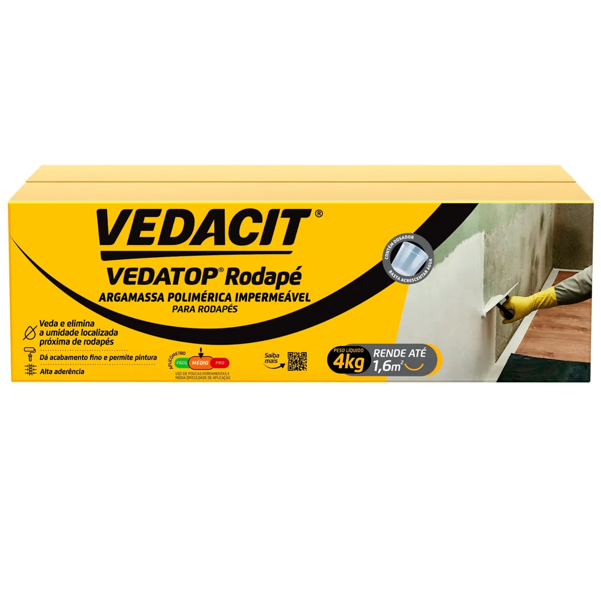 Vedacit Argamassa Polimérica Impermeabilizante Mono Componente Semiflexível Vedatop Rodapé Branco 4kg, marca Otto Baumgart - Foto Principal