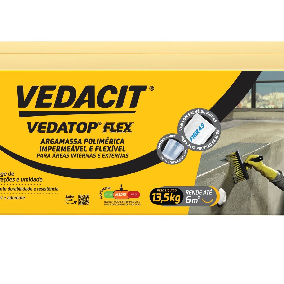 Vedacit Argamassa Polimérica Impermeabilizante Mono Componente Semiflexível Vedatop Flex 13,5kg Otto Baumgart, marca Otto Baumgart - Foto Principal