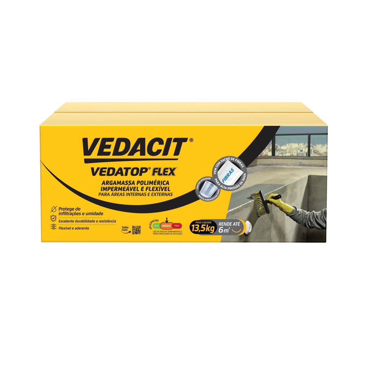 Vedacit Argamassa Polimérica Impermeabilizante Mono Componente Semiflexível Vedatop Flex 13,5kg Otto Baumgart, marca Otto Baumgart - Foto Principal