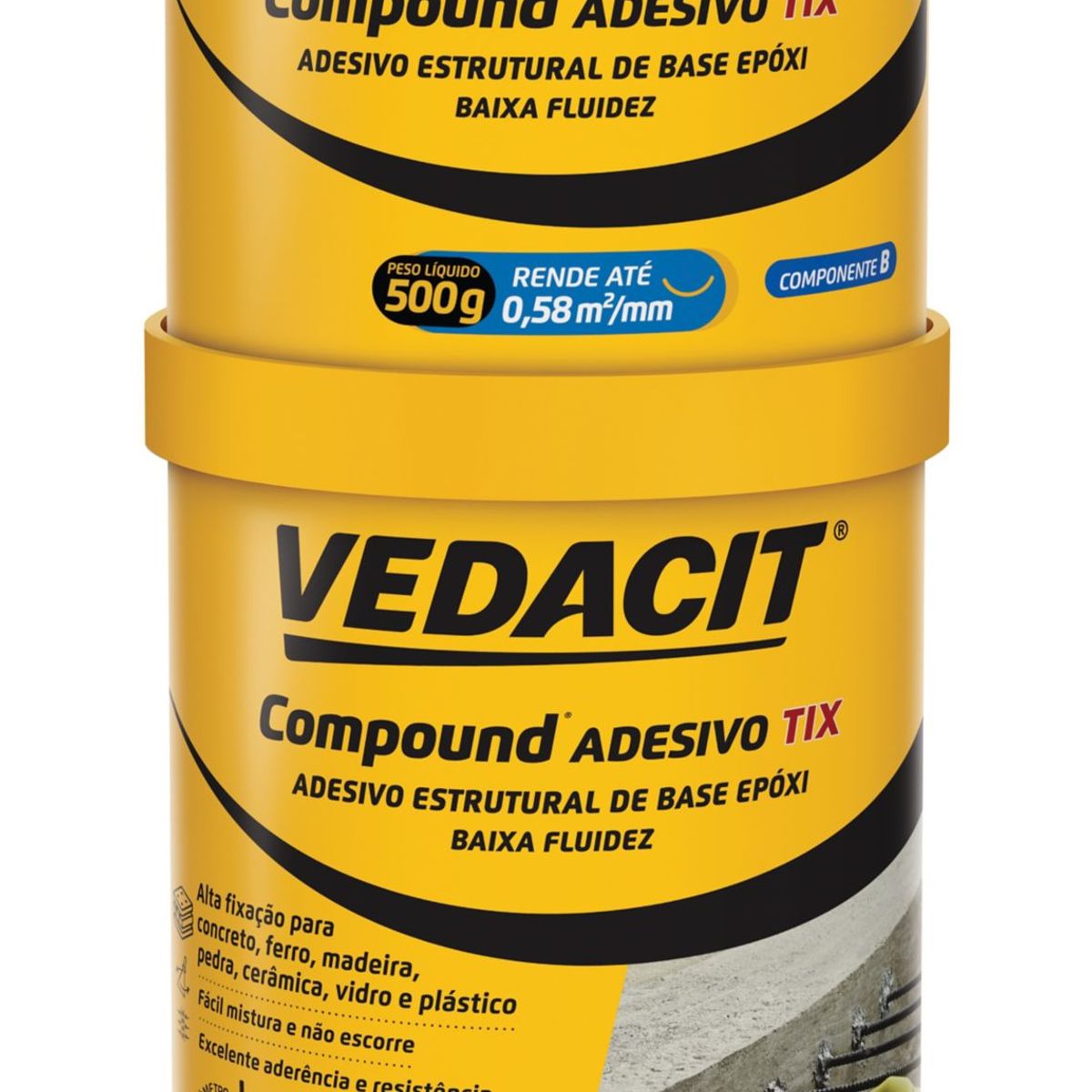 Vedacit Adesivo Estruturante Compound Tix Bi-Componente A+B 1kg Otto Baumgart, marca Otto Baumgart - Foto Principal