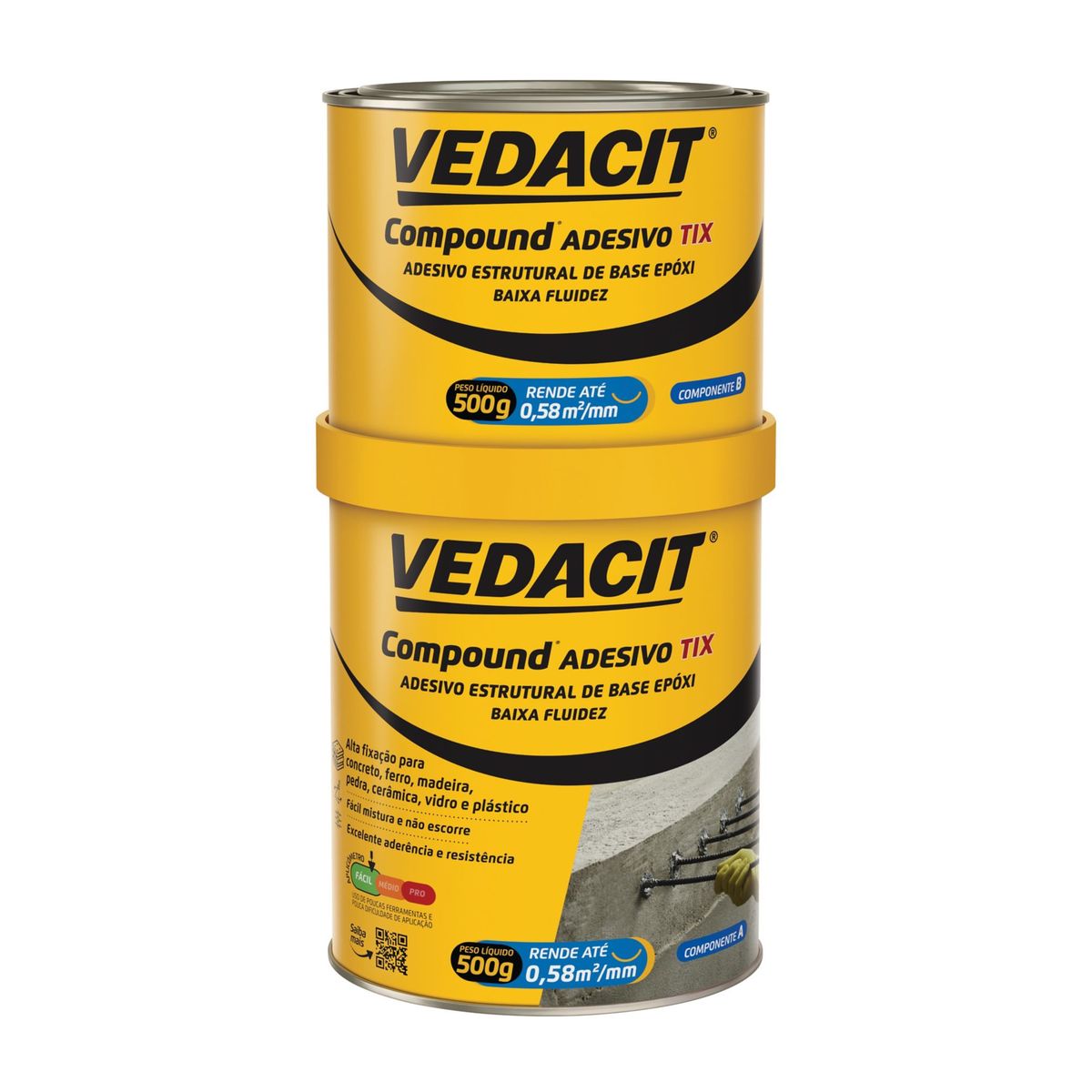 Vedacit Adesivo Estruturante Compound Tix Bi-Componente A+B 1kg Otto Baumgart, marca Otto Baumgart - Foto Principal